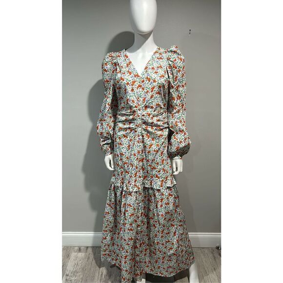 By Timo Floral Cotton Long Sleeve Maxi Dress Size Medium - Picture 2 of 7